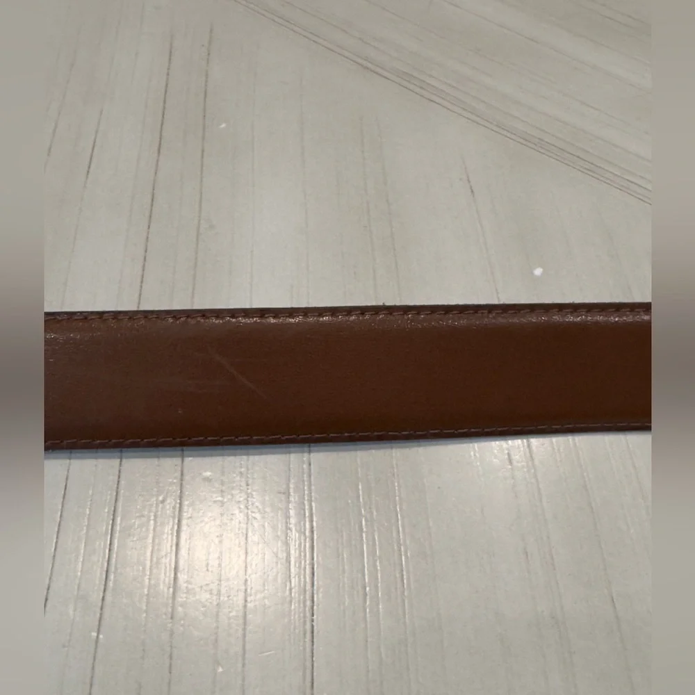 Vintage Giorgio Armani Brown Leather Belt Gold GA Eagle Buckle - Made in Italy